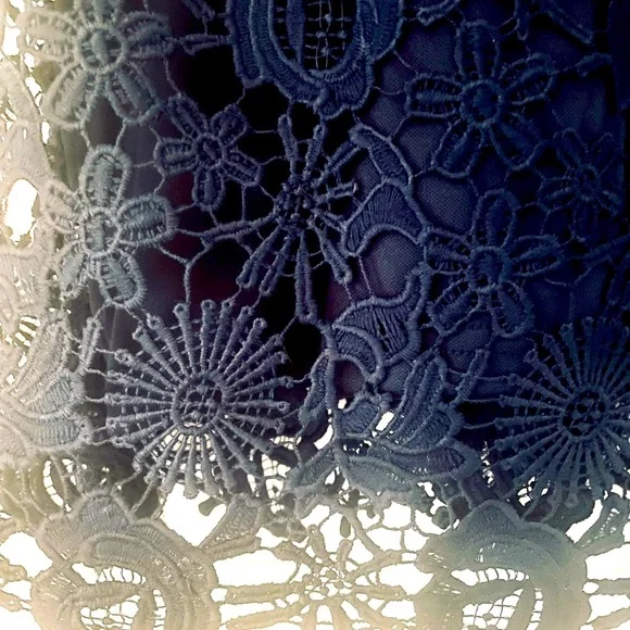Lulu's Navy Crochet Floral Lace Mini Dress, Size Small - Picture 4 of 5